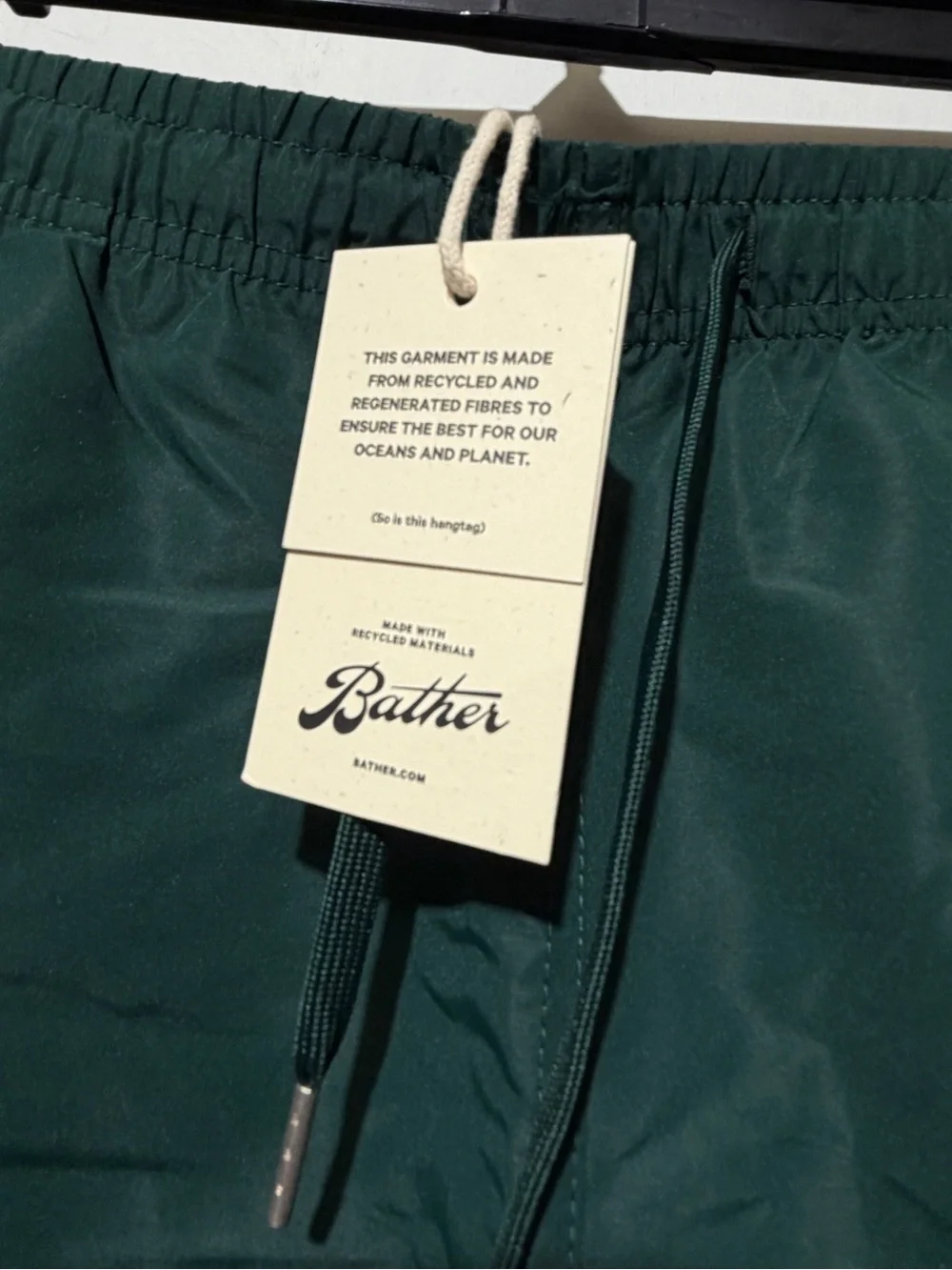 NWT Bather Solid Pine Green Classic Swim Trunks Size Large (L/G)